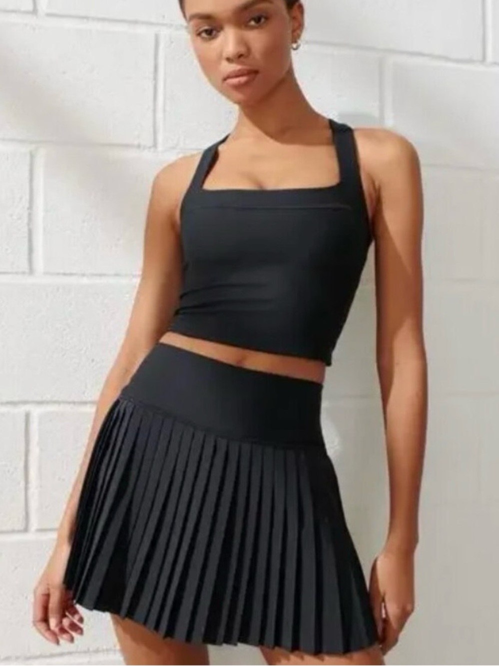 NWT YPB Abercrombie & Fitch Motion Tek Lined Pleated Skirt Black Women’s Small